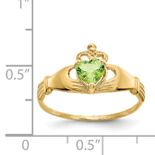 Load image into Gallery viewer, 14k CZ August Birthstone Claddagh Heart Ring
