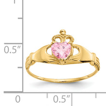 Load image into Gallery viewer, 14k CZ October Birthstone Claddagh Heart Ring
