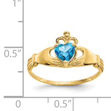 Load image into Gallery viewer, 14k CZ December Birthstone Claddagh Heart Ring
