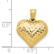 Load image into Gallery viewer, 14K Polished and Textured 3-D Heart Pendant
