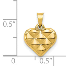 Load image into Gallery viewer, 14K Polished and Textured 3-D Heart Pendant
