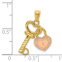 Load image into Gallery viewer, 14k Two-tone Heart Lock and Key Pendant
