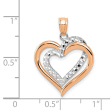 Load image into Gallery viewer, 14K Two-tone Polished Diamond-cut Intertwined Hearts Pendant
