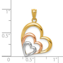 Load image into Gallery viewer, 14K Two-tone and White Rhodium Polished 3 Hearts Pendant
