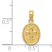 Load image into Gallery viewer, 14k Polished Small Fleur De Lis in Oval Pendant
