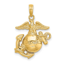 Load image into Gallery viewer, 14k Polished / Textured Marine Corps Charm
