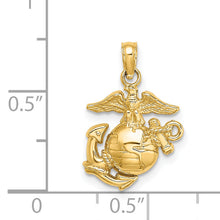 Load image into Gallery viewer, 14k Polished / Textured Small Marine Corps Charm
