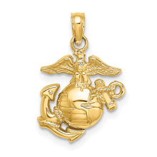 Load image into Gallery viewer, 14k Polished / Textured Small Marine Corps Charm
