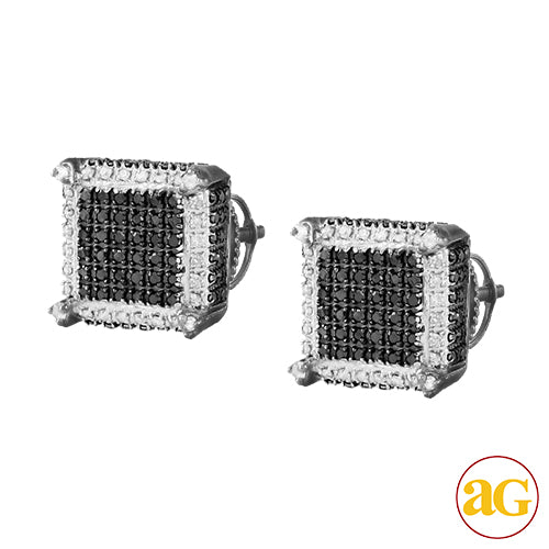 10KB 0.65CTW BLACK & WHITE DIAMOND DICE EARRINGS