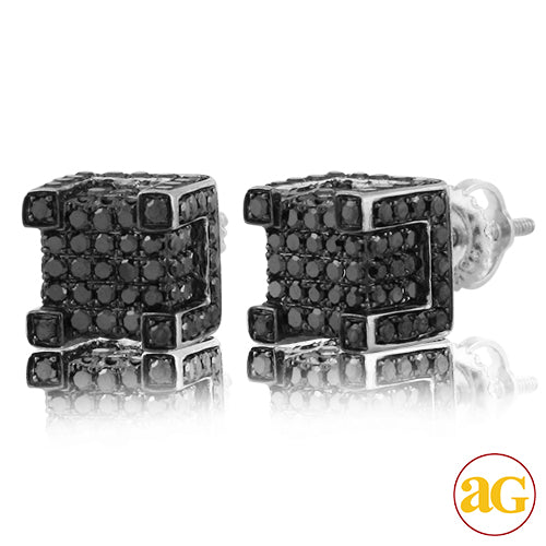 10K 0.50CTW BLACK DIAMOND DICE EARRING