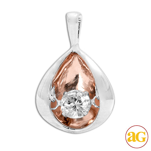 14KW+R 0.20CTW DANCING DIAMOND PENDANT