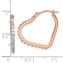 Load image into Gallery viewer, 14k Rose Gold Diamond Fascination Heart Hoop Earrings
