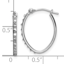 Load image into Gallery viewer, 14k White Gold Diamond Fascination Oval Hoop Earrings
