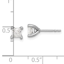 Load image into Gallery viewer, 14K White Gold Lab Grown Diamond 3/4ctw Princess VS DEF 4 Prong Earrings
