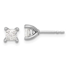 Load image into Gallery viewer, 14K White Gold Lab Grown Diamond 3/4ctw Princess VS DEF 4 Prong Earrings
