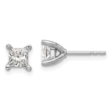 Load image into Gallery viewer, 14K White Gold Lab Grown Diamond 1ctw Princess VS DEF 4 Prong Earrings
