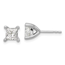 Load image into Gallery viewer, 14K White Gold Lab Grown Diamond 1 1/2ctw Princess VS DEF 4 Prong Earrin
