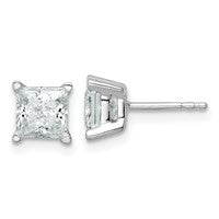 Load image into Gallery viewer, 14kw 2ctw Certified VS/SI FGH Lab Grown Princess Diamond 4-Prg Earrings
