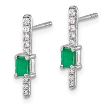 Load image into Gallery viewer, 14k White Gold Diamond and Emerald Fancy Earrings
