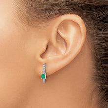 Load image into Gallery viewer, 14k White Gold Diamond and Emerald Fancy Earrings
