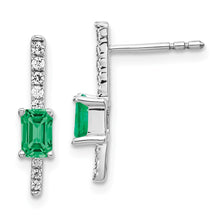 Load image into Gallery viewer, 14k White Gold Diamond and Emerald Fancy Earrings
