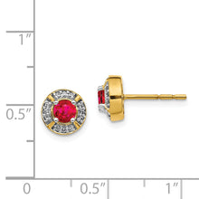 Load image into Gallery viewer, 14k Diamond and Ruby Fancy Halo Earrings

