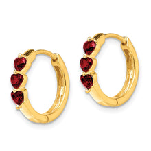 Load image into Gallery viewer, 14k Created Ruby Polished Hinged Hoop Earrings
