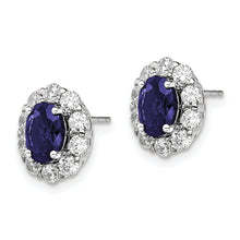 Load image into Gallery viewer, 14K White Gold Lab Grown VS/SI FGH Dia and Cr Oval Blue Sapphire Fashion Ea
