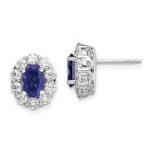 Load image into Gallery viewer, 14K White Gold Lab Grown VS/SI FGH Dia and Cr Oval Blue Sapphire Fashion Ea
