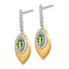 Load image into Gallery viewer, 14k Two-tone Peridot and Diamond Dangle Earrings
