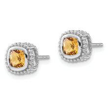 Load image into Gallery viewer, 10k White Gold Cushion Citrine Earrings
