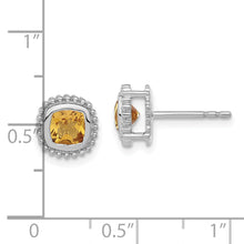 Load image into Gallery viewer, 10k White Gold Cushion Citrine Earrings
