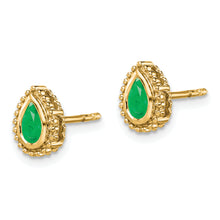 Load image into Gallery viewer, 14k Pear Emerald Post Earrings
