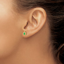 Load image into Gallery viewer, 14k Pear Emerald Post Earrings
