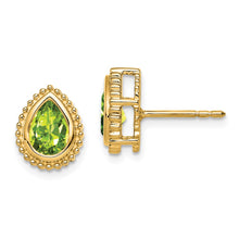 Load image into Gallery viewer, 14k Pear Peridot Post Earrings
