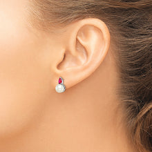 Load image into Gallery viewer, 14k White Gold FWC Pearl and Ruby Post Earrings
