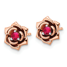 Load image into Gallery viewer, 14K Two-tone White &amp; Rose Ruby Flower Post Earrings
