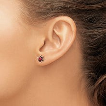 Load image into Gallery viewer, 14K Two-tone White &amp; Rose Ruby Flower Post Earrings

