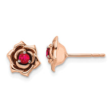 Load image into Gallery viewer, 14K Two-tone White &amp; Rose Ruby Flower Post Earrings
