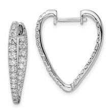 Load image into Gallery viewer, 14k White Gold Polished Diamond In &amp; Out Hoop Earrings
