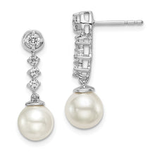 Load image into Gallery viewer, 14k White Gold Freshwater Cultured Pearl &amp; Diamond Post Earrings
