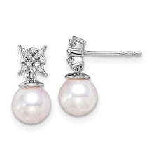 Load image into Gallery viewer, 14k White Gold Freshwater Cultured Pearl &amp; Diamond Post Earrings
