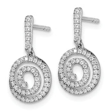Load image into Gallery viewer, 14k White Gold Circle Swirl Diamond Dangle Post Earrings
