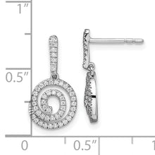 Load image into Gallery viewer, 14k White Gold Circle Swirl Diamond Dangle Post Earrings
