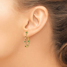Load image into Gallery viewer, 14k 1/5ct Lab Grown Diamond VS DEF &amp; Emerald Post Hoop Earrings
