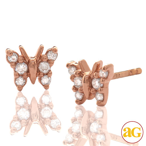 14KR 0.10CTW DIAMOND BUTTERFLY EARRING STUDS