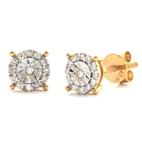 10KY 0.20CTW ILLUSION DIAMOND ROUND STUD EARRINGS