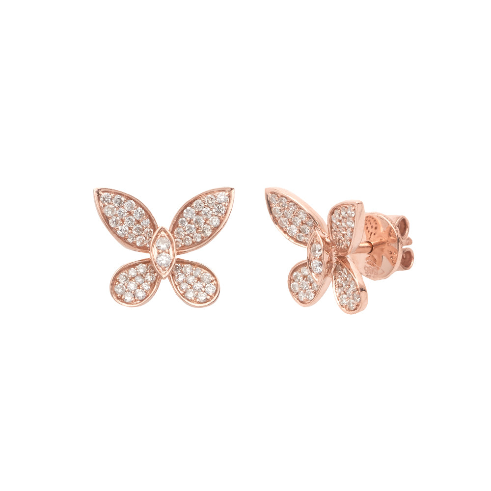 14KR 0.50CTW DIAMOND BUTTERFLY EARRINGS