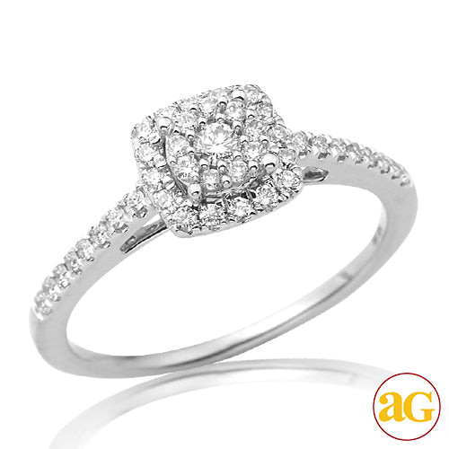 14KW 0.35CTW FLUER DIAMOND BRIDAL RING WITH HALO