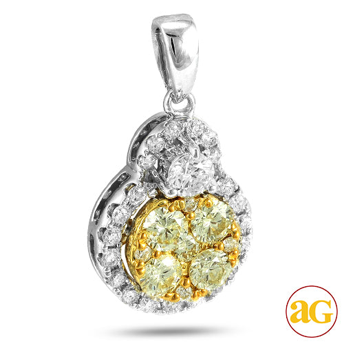 14KW 0.75CTW FANCY YELLOW DIAMOND CLUSTER PENDANT